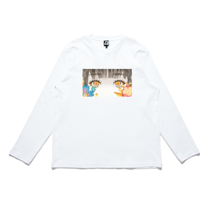 "Gaze" Cut and Sew Wide-body Long Sleeved Tee White