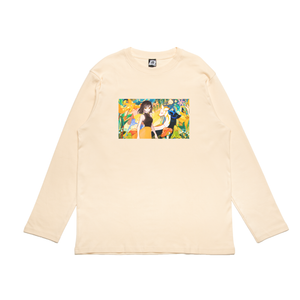 "Paper Garden" Cut and Sew Wide-body Long Sleeved Tee Beige