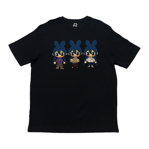 "Three little bnuys"  Cut and Sew Wide-body Tee Black/Beige