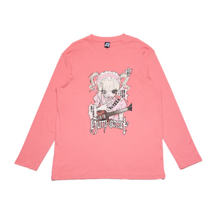 "Berry-Sama" Cut and Sew Wide-body Long Sleeved Tee Salmon Pink/Black