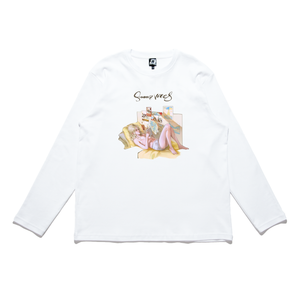 "Summer" Cut and Sew Wide-body Long Sleeved Tee White