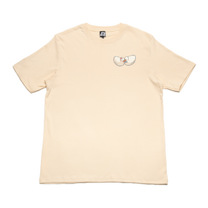 "Lovebirds" Cut and Sew Wide-body Tee White/Beige