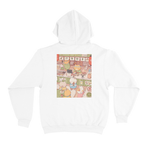 "Boba cats" Basic Hoodie White/Beige