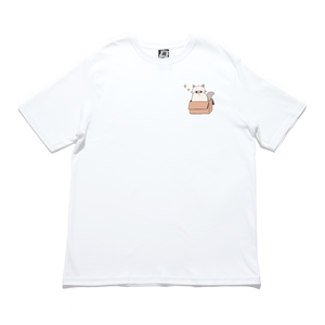 "Cats and Clouds" Cut and Sew Wide-body Tee White/Black