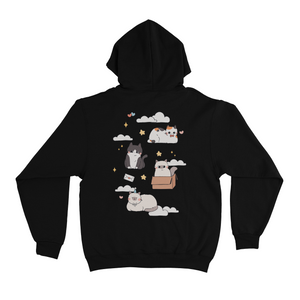 "Cats and Clouds" Basic Hoodie White/Beige/Black