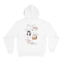 Load image into Gallery viewer, &quot;Cats and Clouds&quot; Basic Hoodie White/Beige/Black