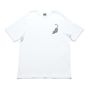 "Cat Yoga" Cut and Sew Wide-body Tee White/Black