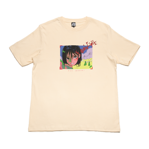 "SayCheese" Cut and Sew Wide-body Tee Beige