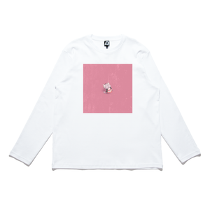 "Angy" Cut and Sew Wide-body Long Sleeved Tee White/Salmon Pink