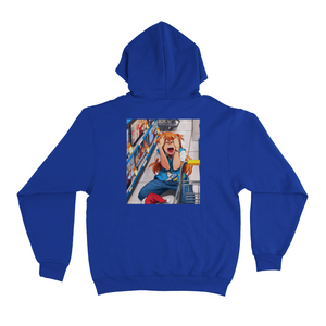 "Shopping cart" Basic Hoodie White/Cobalt blue