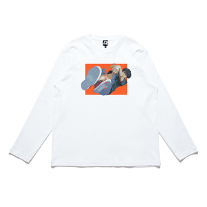 "" Cut and Sew Wide-body Long Sleeved Tee White