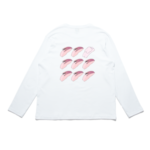 "Apple" Cut and Sew Wide-body Long Sleeved Tee White