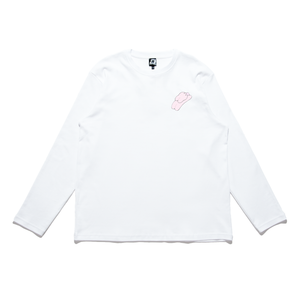 "Apple" Cut and Sew Wide-body Long Sleeved Tee White