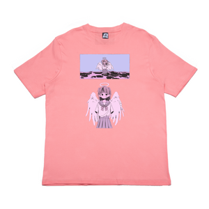 "Angel" Cut and Sew Wide-body Tee Light Pink/Black
