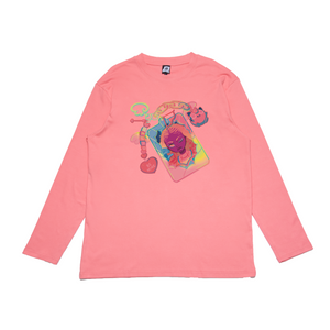 "Cupid Idol " Cut and Sew Wide-body Long Sleeved Tee Salmon Pink