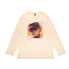 Load image into Gallery viewer, &quot; Mobbu&quot; Cut and Sew Wide-body Long Sleeved Tee Beige/Red