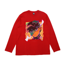 Load image into Gallery viewer, &quot; Mobbu&quot; Cut and Sew Wide-body Long Sleeved Tee Beige/Red