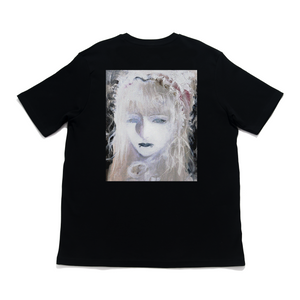 "Porcelain doll & blue" Cut and Sew Wide-body Tee White