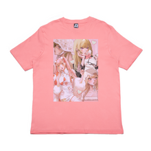 Load image into Gallery viewer, “My Girl Hero&quot; Cut and Sew Wide-body Tee White/Salmon Pink