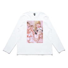 Load image into Gallery viewer, &quot;My Girl Hero&quot; Cut and Sew Wide-body Long Sleeved Tee White/Salmon Pink