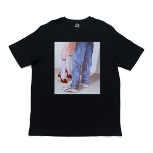 “MeU" Cut and Sew Wide-body Tee White/Black