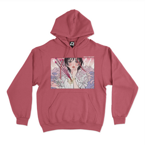 "Fox Pose" Basic Hoodie White/Light Pink/Pink