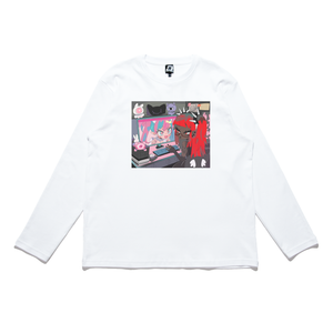 "Virtual girlfriend" Cut and Sew Wide-body Long Sleeved Tee White