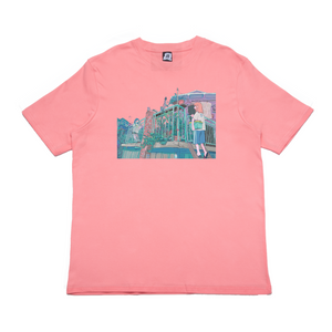 "Good Morning" Cut and Sew Wide-body Tee Salmon Pink