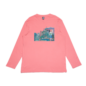 "Good Morning" Cut and Sew Wide-body Long Sleeved Tee Slamon Pink (Copy)