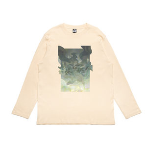 "Wisp2" Cut and Sew Wide-body Long Sleeved Tee Black/Beige