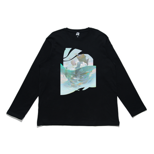 "Fish" Cut and Sew Wide-body Long Sleeved Tee Black