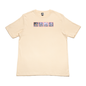 " Crossing Ducks" Cut and Sew Wide-body Tee White/Beige