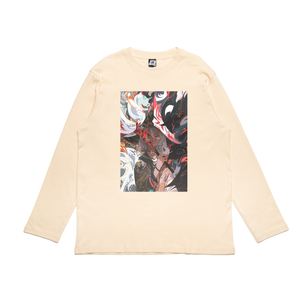 "Crowquill" Cut and Sew Wide-body Long Sleeved Tee Beige