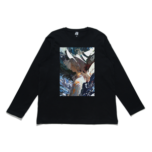 "Wave" Cut and Sew Wide-body Long Sleeved Tee Black