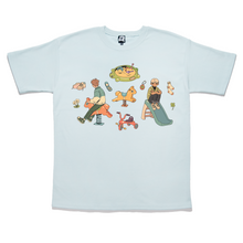 Load image into Gallery viewer, &quot;When we were young&quot; Taper-Fit Heavy Cotton Tee Mint/Sky Blue