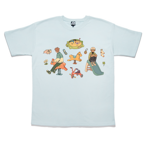 "When we were young" Taper-Fit Heavy Cotton Tee Mint/Sky Blue