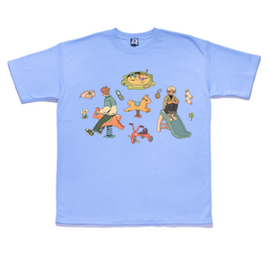 "When we were young" Taper-Fit Heavy Cotton Tee Mint/Sky Blue