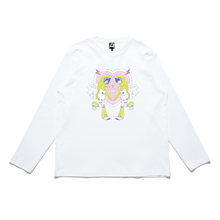 Load image into Gallery viewer, &quot;Catboy Cafe&quot; Cut and Sew Wide-body Long Sleeved Tee Beige/White/Salmon Pink