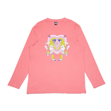 Load image into Gallery viewer, &quot;Catboy Cafe&quot; Cut and Sew Wide-body Long Sleeved Tee Beige/White/Salmon Pink