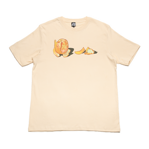 "Tangy snail" Cut and Sew Wide-body Tee White/Beige