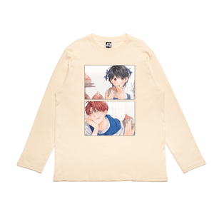 "Craving for something sweet" Cut and Sew Wide-body Long Sleeved Tee White
