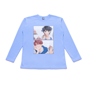 "Craving for something sweet" Taper-Fit Heavy Cotton Long Sleeve Tee Sky Blue