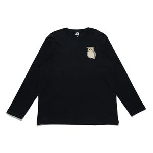 "Owl" Cut and Sew Wide-body Long Sleeved Tee White/Black
