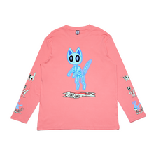 Load image into Gallery viewer, &quot;Melting cat&quot; Cut and Sew Wide-body Long Sleeved Tee Black/White/Beige/Salmon Pink