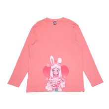 Load image into Gallery viewer, &quot;Lucky bunny dtiys&quot; Cut and Sew Wide-body Long Sleeved Tee Salmon Pink