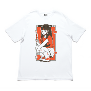 "CHERRY THIEF & CARDBOARD BERRY" Cut and Sew Wide-body Tee White