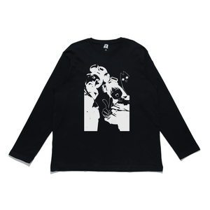 "Sth" Cut and Sew Wide-body Long Sleeved Tee Black / White