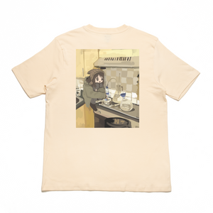 "Cooking" Cut and Sew Wide-body Tee Beige/White