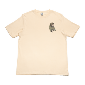 "Cooking" Cut and Sew Wide-body Tee Beige/White