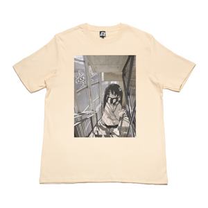 "dede" Cut and Sew Wide-body Tee Beige/White/Black